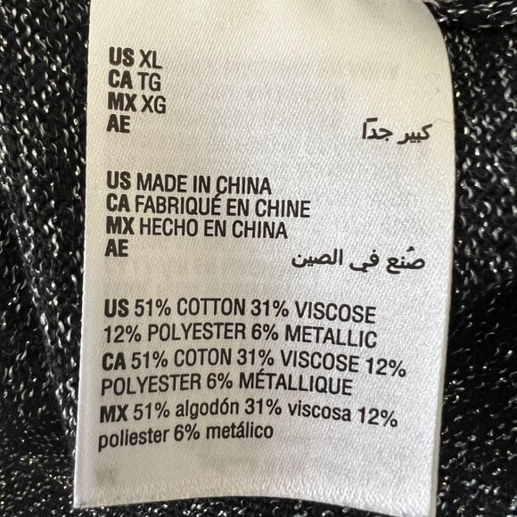 INC International Concepts Womens Lurex V Neck Sweater Black Silver size XL - Picture 8 of 11